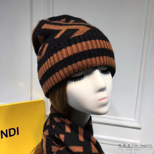 FENDI芬迪 原單 官網最新羊毛針織帽子圍巾套裝 男女同款 LLWJ6215